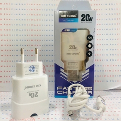 Bộ sạc nhanh Kim Cương 620 dòng điện 3A, công suất 20W chân cắm Micro, Hàng chính hãng