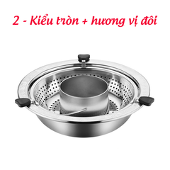 Nồi lẩu xoay Inox 304 tiện dụng, dung tích lớn + nắp đi kèm sang trọng