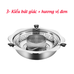 Nồi lẩu xoay Inox 304 tiện dụng, dung tích lớn + nắp đi kèm sang trọng