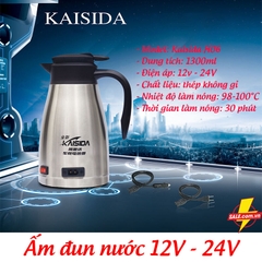 Ấm đun nước trên xe ô tô 12V - 24V, ấm siêu tốc Kaisida H06