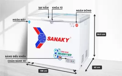 Tủ bảo quản nằm 2 ngăn giàn đồng SANAKY-2899W3 -inventer 230L