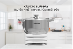 Bộ nồi inox 3 đáy Sunhouse SHG302