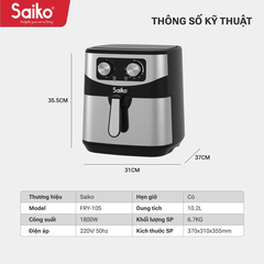 Nồi chiên không dầu 10.2L Saiko FRY-10S