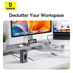 OS-Baseus Spacemate Series 10-in-1 (MAC) Docking Station Space Grey USB-C to 1*HDMI 4K@60Hz+1*HDMI 4K@30Hz+2*USB-A (5Gbps)+1*USB-C (5Gbps)+1*RJ45+2*USB-A (480Mbps)+1*USB-C (PD)+1*3.5mm Audio