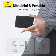 Pin Dự Phòng Không Dây Baseus EnerFill FM11 Ultra-Mini 10000mAh 22.5W (Sạc Không Dây 15W, Kèm Cáp C to C 0.3m 60W)