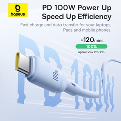 Cáp Sạc Nhanh Baseus Silky Series C to C 100W (480Mbps) - iPhone, Samsung, Laptop - PVC Bền Bỉ, Sạc Siêu Tốc