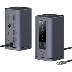 OS-Baseus Spacemate Series 10-in-1 (MAC) Docking Station Space Grey USB-C to 1*HDMI 4K@60Hz+1*HDMI 4K@30Hz+2*USB-A (5Gbps)+1*USB-C (5Gbps)+1*RJ45+2*USB-A (480Mbps)+1*USB-C (PD)+1*3.5mm Audio