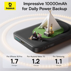 Pin Dự Phòng Không Dây Baseus EnerFill FM11 Ultra-Mini 10000mAh 22.5W (Sạc Không Dây 15W, Kèm Cáp C to C 0.3m 60W)