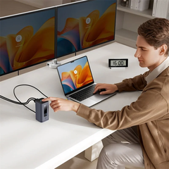 OS-Baseus Spacemate Series 10-in-1 (MAC) Docking Station Space Grey USB-C to 1*HDMI 4K@60Hz+1*HDMI 4K@30Hz+2*USB-A (5Gbps)+1*USB-C (5Gbps)+1*RJ45+2*USB-A (480Mbps)+1*USB-C (PD)+1*3.5mm Audio