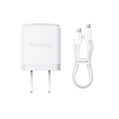Củ sạc nhanh 1 cổng Type C Baseus Palm Fast Charger 1C 20W kèm dây sạc Mini White USB C to C 60W