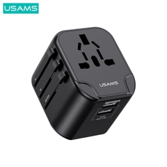 Bộ Sạc Du Lịch USAMS CC173 T55 12W Dual USB-A Universal Travel Charger (US/UK/EU/CN Plug)