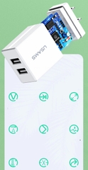 Củ sạc USAMS T24 2.1A siêu rẻ 2 cổng sạc USB - Chính hãng VN