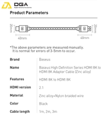 Cáp HDMI 2.1 8K Cao Cấp Baseus High Definition Series HDMI 8K to HDMI 8K Adapter Cable