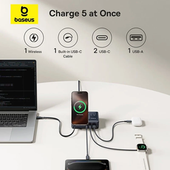Baseus NOMOS 5-in-1 Desktop Charger 3C+U 140W US Qi2 Wireless