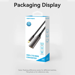 Cáp Chuyển Type-C to HDMI2.0 Female VENTION CREBC 4K@60Hz (4K@60Hz 2K@120Hz, Cotton Braided, 0.25M)