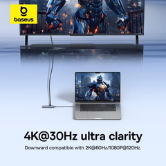 Baseus UltraJoy Series 6-Port HUB AIR Space Grey（Type-C to HDMI4K@60Hz*1+USB3.0*2+USB2.0*1+Type-C3.0*1+PD*1）