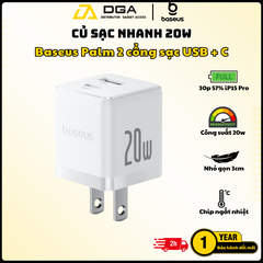 Củ Sạc Nhanh Baseus Palm C+U 20W (For iPhone/iPad/Samsung/Google Pixel)