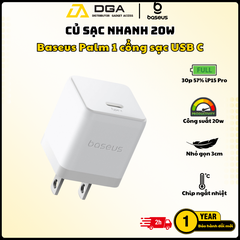 Củ Sạc Nhanh Baseus Palm C+U 20W (For iPhone/iPad/Samsung/Google Pixel)