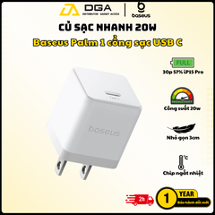 Củ Sạc Nhanh Baseus Palm C+U 20W (For iPhone/iPad/Samsung/Google Pixel)