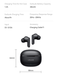 Tai Nghe Bluetooth TWS USAMS Echo E05 (Bluetooth v6.0, 3.5H, 3D Surround Stereo Sound, Low latency)