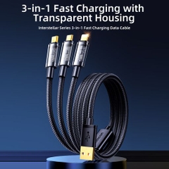 Cáp sạc Joyroom S-1T3015A5 3.5A 3-in-1 Data Cable  1.2m-Black