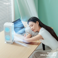 Quạt Tích Điện Để Bàn Mini RTAKO YW-DC04 (3600/7200mAh, Xoay 90°, 5-Gear, 24H)
