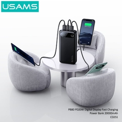 Pin Dự Phòng USAMS CD249 10000mAh/20000mAh 20W (Digital LED Display, USB + 2*Type-C Port)