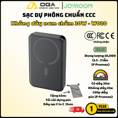 Sạc dự phòng iPhone Joyroom W020 công suất 20W 10000mAh nam châm magsafe dùng cho Samsung, Oppo, Huawei - Chứng nhận CCC-FCC-CE