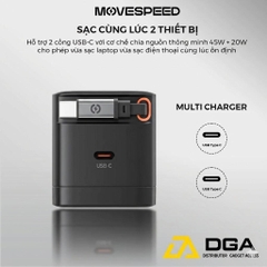 Củ sạc nhanh Movespeed MSA04 65W/35W | Super GaN | Tích hợp Type C