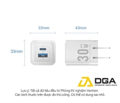 Bộ Sạc Nhanh C+A Kèm Cáp C to C VENTION FEQ 30W (GaN Charger)