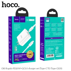 Sạc nhanh 18W HOCO C80 PD+ QC3.0 2 đầu chia USB và Type C