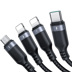 Cáp Sạc Đa Năng 4 in 1 Joyroom 1T4018A18 (3.5A, USB-A Sang 2xLightning / Type-C / Micro, Dài 1.2m)
