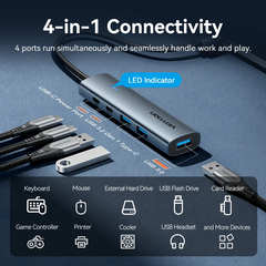 HUB Mở Rộng Đa Năng 5-in-1 VENTION TGX (USB-A to USB-C 3.2 Gen 1*1/USB 3.0*3/USB-C*1, 0.15M)