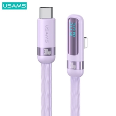 Cáp Sạc Nhanh C to Lightning USAMS SJ652 30W (Digital Display, 1.2m, 480Mbps, Right-angle cable)