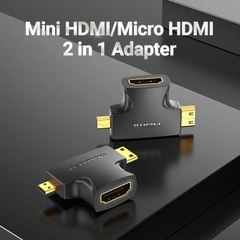 Đầu Chuyển 2 in 1 Mini+Micro HDMI to HDMI 1080p Vention AGF (1080p@60Hz, Male to Female)