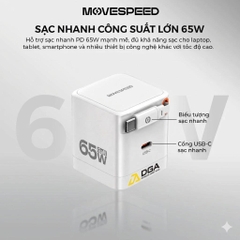 Củ sạc nhanh Movespeed MSA04 65W/35W | Super GaN | Tích hợp Type C