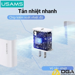 Bộ củ sạc điện thoại Usams OY Fast Charger Kit C-L 20W (US) - Trắng