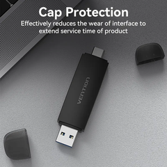 Đầu Đọc Thẻ Nhớ 2-in-1 USB3.0 A+C to SD+TF VENTION CLK (5Gbps, Max 512GB)