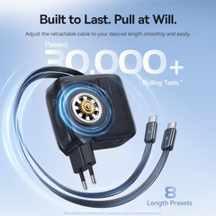 Củ sạc điện thoại Baseus EnerCore CJ21 Fast Charger with Dual Retractable Cables 3C 67W US - Đen, Model: E0120F00