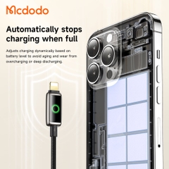 Cáp Tự Ngắt USB to Lightning MCDODO CA-659 3A (1.2m, Auto Power Off, with Breathing Light, 480Mbps)