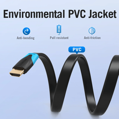 Cáp HDMI 2.0 VENTION VAA-B02 (Flat Cable, 4K@60Hz, 3D, 18Gbps)