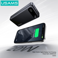 Pin Dự Phòng USAMS CD249 10000mAh/20000mAh 20W (Digital LED Display, USB + 2*Type-C Port)