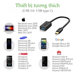 Cáp chuyển đổi UGREEN Type C Male to USB 3.0 A Female Cable