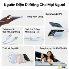 Pin dự phòng Baseus EnerFill FC11 Digital Display Power Bank with Dual Built-in Cables 10000mAh 22.5W Beige (E0027R0B) (CCC / 3C Certification)