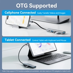 HUB chuyển Vention USB-C to USB 3.0*4/USB-C Hub 0.15M Gray Aluminum Alloy Type ( TGZHB )