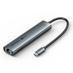 Hub Mở Rộng Kết Nối Đa Năng 6-in-1 VENTION TGN (0.15M, 5Gbps, C to HDMI 4K@60Hz, Type-C3.2 Gen1*1, USB 3.0*2, RJ45 1Gbps*1,PD 100W*1)
