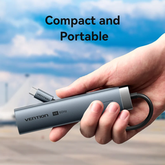 HUB Mở Rộng Đa Năng 5-in-1 VENTION TGM (Type C to 1*HDMI 4K@60Hz, 3*USB3.0 5Gbps, 1*Type-C 3.2 Gen1 5Gbps+PD 100W)