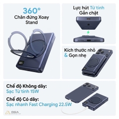 Pin Dự Phòng Không Dây USAMS CD269 10000mAh 22.5W (CCC / 3C Certification, 1*Type-C port, 15W Wireless Charging, Digital Display)