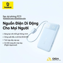 Pin dự phòng Baseus EnerFill FC11 Digital Display Power Bank with Dual Built-in Cables 10000mAh 22.5W Beige (E0027R0B) (CCC / 3C Certification)