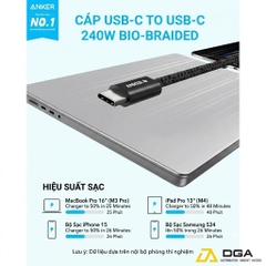 Cáp Sạc Nhanh C to C ANKER Zolo A8060 240W (480Mbps, Nylon Braided) - 1M